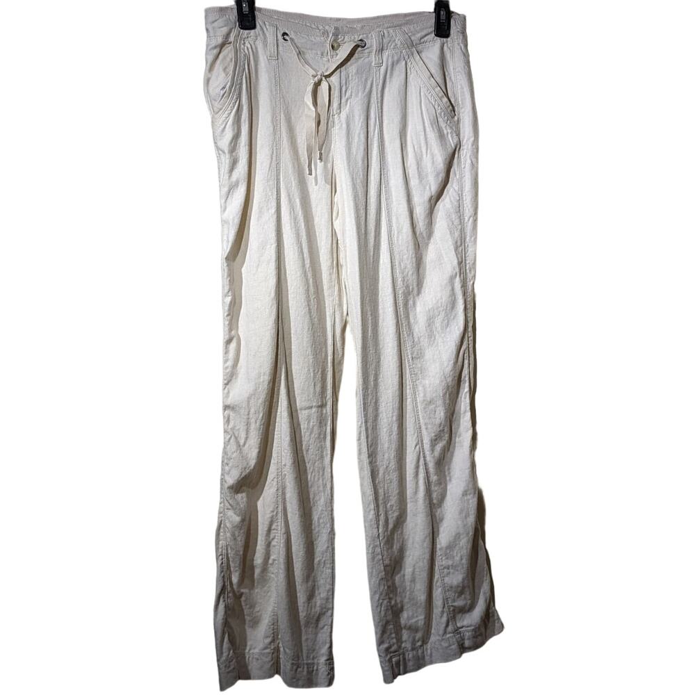 Sonoma Linen Blend Cream Draw String Pocket Wide Leg Pant Womens Sz 10